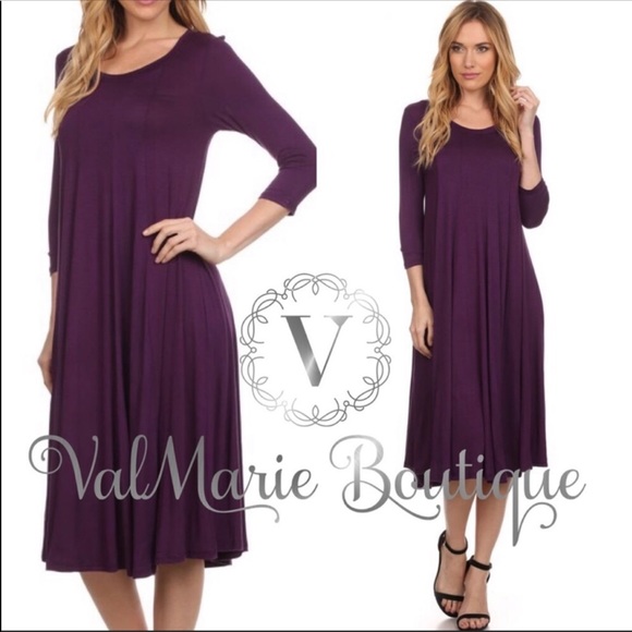 ValMarie Dresses & Skirts - Fall Soft Plum Midi Dress